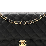 Caviar Quilted Medium Double Flap Black