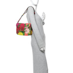 X KEN SCOTT New Shangai Calfskin Pomponica Print Horsebit 1955 Shoulder Bag  Multicolor Fuxia Pompon