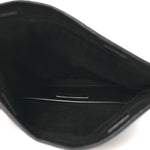 Calfskin Crocodile Embossed West Hollywood Monogram Fold Over Clutch Black