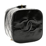 Patent Quilted Top Handle Vanity Case Black