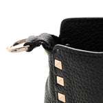 Pebbled Calfskin Mini Rockstud Flip-Lock Messenger Bag Black