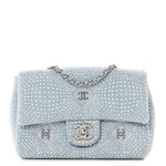 Denim Strass Evening Flap Bag Blue