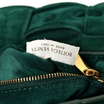 Suede Maxi Intrecciato Padded Chain Cassette Crossbody Bag Emerald Green