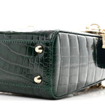 Alligator Crystal Mini Lady Dior Dark Green