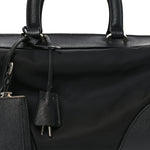 Nylon Saffiano Top Handle Bag Black