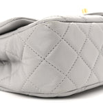 Lambskin Quilted Mini Rectangular Pearl Crush Flap Grey