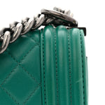 Lambskin Quilted Medium Boy Flap Green
