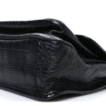 Crocodile Embossed Lambskin Monogram Medium Niki Chain Satchel Black