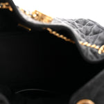 Washed Denim Quilted Small Chanel 25 Handbag Black