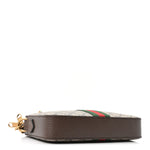 GG Supreme Monogram Textured Dollar Calfskin Web Ophidia Wristlet Shoulder Bag Beige Ebony New Acero