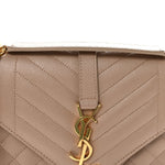 Grain De Poudre Textured Mixed Matelasse Medium Triquilt Monogram Satchel Dark Beige