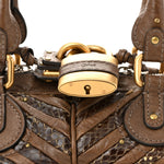 Snakeskin Grained Calfskin Chevron Paddington Brown