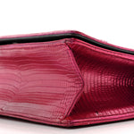 Metallic Lizard Small Diorama Flap Bag Fuchsia