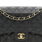Caviar Quilted Jumbo Double Flap Black