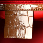 Calfskin Crocodile Embossed Studded Medium Paloma Brown