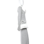 Calfskin Crocodile Embossed Small Hourglass Top Handle Bag White