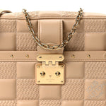 Lambskin Damier Quilt Troca MM Cashmere Beige