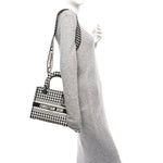 Canvas Houndstooth Embroidered Medium Lady D-Lite Black White