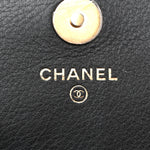Calfskin Quilted Front Logo Enchained Clutch Black