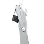 Grain De Poudre Textured Mixed Matelasse Triquilt Medium Monogram Monochrome Satchel Black