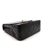 Lambskin Quilted Single Flap Shoulder Bag Black