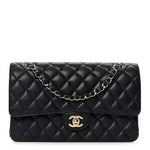 Caviar Quilted Medium Double Flap Navy