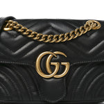 Calfskin Matelasse Mini GG Marmont Shoulder Bag Black