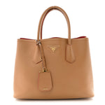 Saffiano Cuir Medium Double Handle Bag Caramel Fuoco