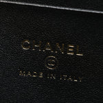 Goatskin Quilted Top Handle Slim Vanity With Chain Black