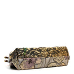 Silk Crystal Beaded Sequin Plexiglass Floral Vanda Circles Chain Clutch Multicolor