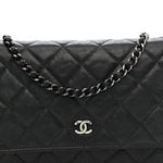 Crumpled Calfskin Quilted Wallet On Chain WOC So Black