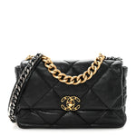 Goatskin Quilted Large Chanel 19 Flap Black