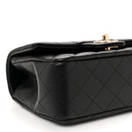 Lambskin Quilted Mini Top Handle Rectangular Flap Black