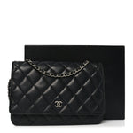 Lambskin Quilted Wallet On Chain WOC Black