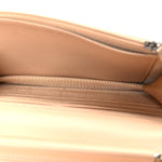 Patent Calfskin Chevron Quilted Wallet On Chain WOC Beige