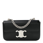 Shiny Calfskin Triomphe Chain Shoulder Bag Black