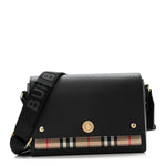 Grainy Calfskin Vintage Check Note Crossbody Bag Black