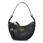 Soft Calfskin Arque Shoulder Bag Black