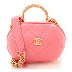 Lambskin Quilted CC Bubble Vanity Case With Chain Pink