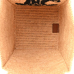 Raffia Calfskin Triomphe Cube Tote Natural Black