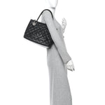 Caviar Quilted Medallion Tote Black