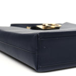 Hammered Calfskin Trifolio Shoulder Bag Navy