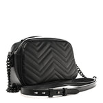 Calfskin Matelasse Monochrome Small GG Marmont Chain Shoulder Bag Black