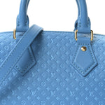 Calfskin Nanogram Embossed Speedy Bandouliere 20 Blue
