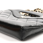 Shiny Crumpled Calfskin Quilted Nano 31 Shopping Bag Black