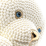 Pearl Crystal Sweetheart Bear Minaudiere Clutch White