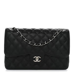 Caviar Quilted Jumbo Double Flap Black