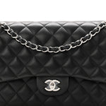 Lambskin Quilted Jumbo Double Flap Black