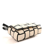 Canvas Intrecciato Padded Cassette Crossbody Bag Natural Black