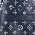 Calfskin Shadow Monogram Keepall Bandouliere 50 Ink Blue White